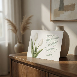 Agradecimiento Tulipanes de Acuarela Blanca Tarjeta de Agradecimi