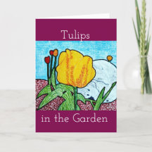 Tulipanes en la tarjeta de felicitación Garden Bla