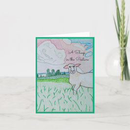 Agradecimiento Una oveja en la tarjeta de felicitación en blanco 