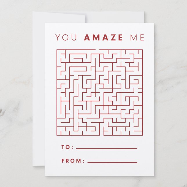 Agradecimiento Valentine Maze y tarjeta de búsqueda de Word (Anverso)