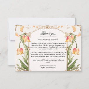 Agradecimiento Vibrante Floral y Boda de oro Gracias tarjeta