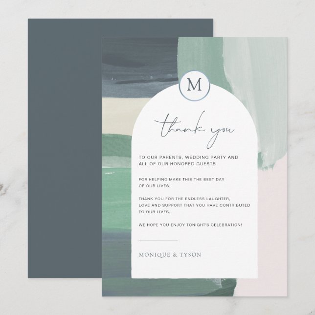 Agradecimiento Vidrio oceánico costero | Tarjeta de agradecimient (Anverso / Reverso)