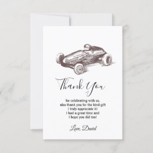 Agradecimiento vintage, car, coche de carreras, tarjeta de agrade