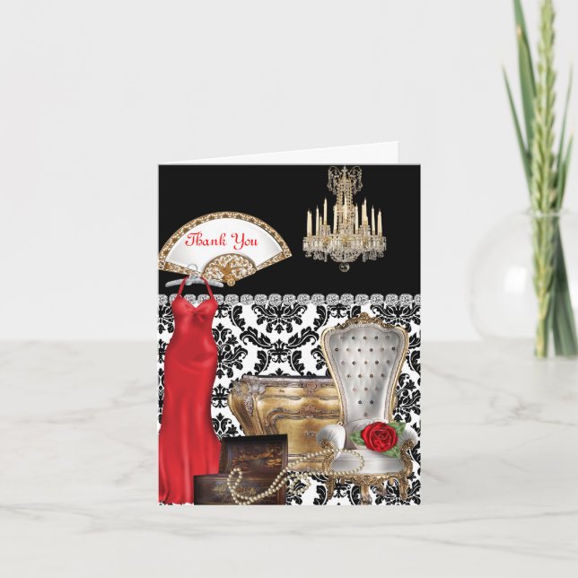 Agradecimiento VINTAGE DE MUJERES Elegantes GRACIAS TARJETA (Anverso)