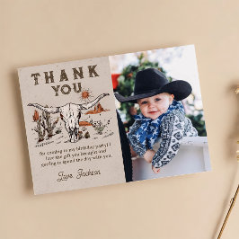 Agradecimiento Western Rodeo Cowboy Birday Foto - Tarjeta de agra