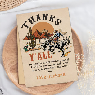 Agradecimiento Western Rodeo Cowboy Birday Tarjeta de agradecimie