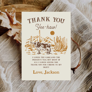 Agradecimiento Western Rodeo Cowboy Birday Tarjeta de agradecimie