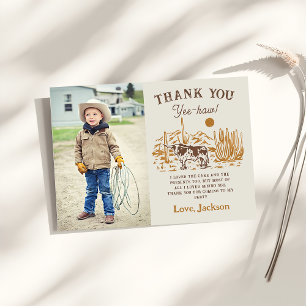 Agradecimiento Western Rodeo Cowboy Birday Tarjeta de agradecimie
