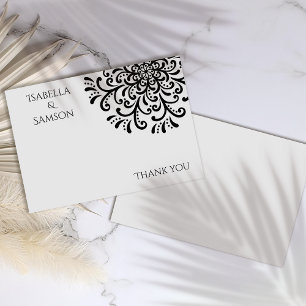 Agradecimiento Whimsical Black and White Flourier Tarjeta de agra