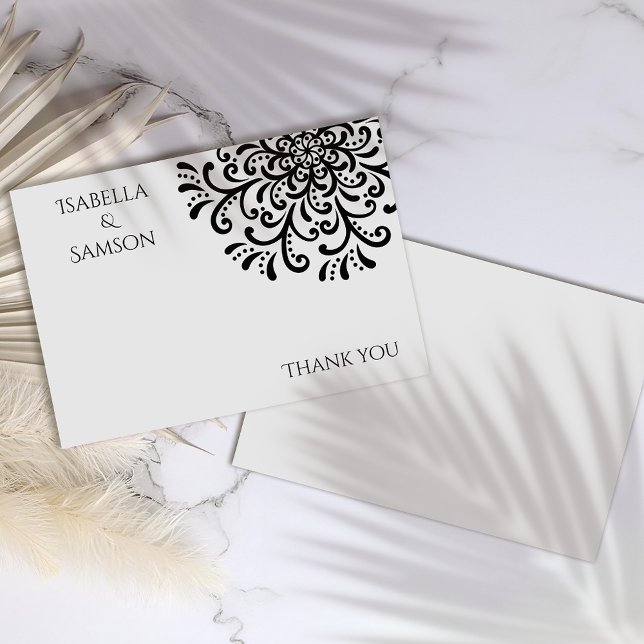 Agradecimiento Whimsical Black and White Flourier Tarjeta de agra (Subido por el creador)