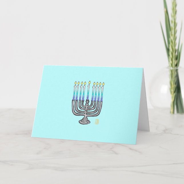 Agradecimiento Whimsical Menorah Hanukkah Tarjeta de felicitación (Anverso)