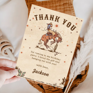 Agradecimiento Wild West Rodeo Cowboy cumpleaños Tarjeta de agrad