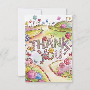 Agradecimiento Wonderland Lollipop Candyland tarjeta de agradecim
