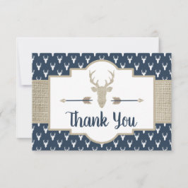 Agradecimiento Woodland Antlers Tarjeta de agradecimiento, Burlap