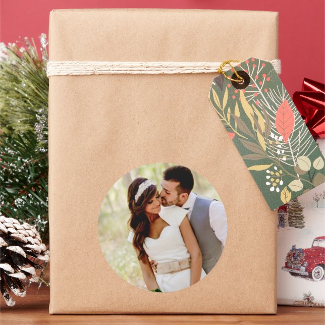 Agrega tu foto Pegatina clásica redonda (Vacaciones)