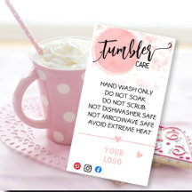 AGREGA TU LOGO TARJETAS DE CUIDADO DE TUMBLER