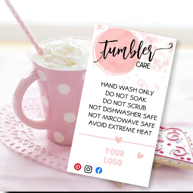 AGREGA TU LOGO TARJETAS DE CUIDADO DE TUMBLER (Subido por el creador)