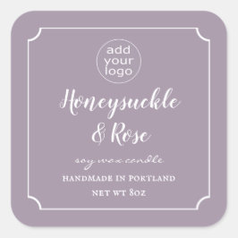 Agrega tu logotipo Vela Etiqueta Lavanda Cuadrada