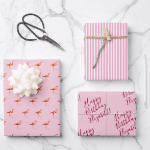 Agrega tu mensaje 3 hojas Flamingo Rosa