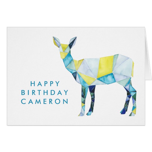 Agrega tu nombre | Animal de venado geométrico (Anverso (Horizontal))