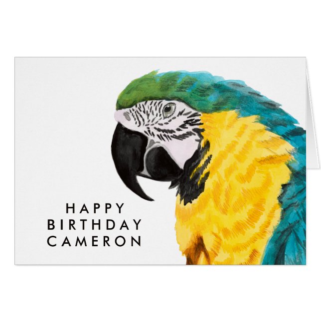 Agrega tu nombre | Pájaro loro tropical (Anverso (Horizontal))
