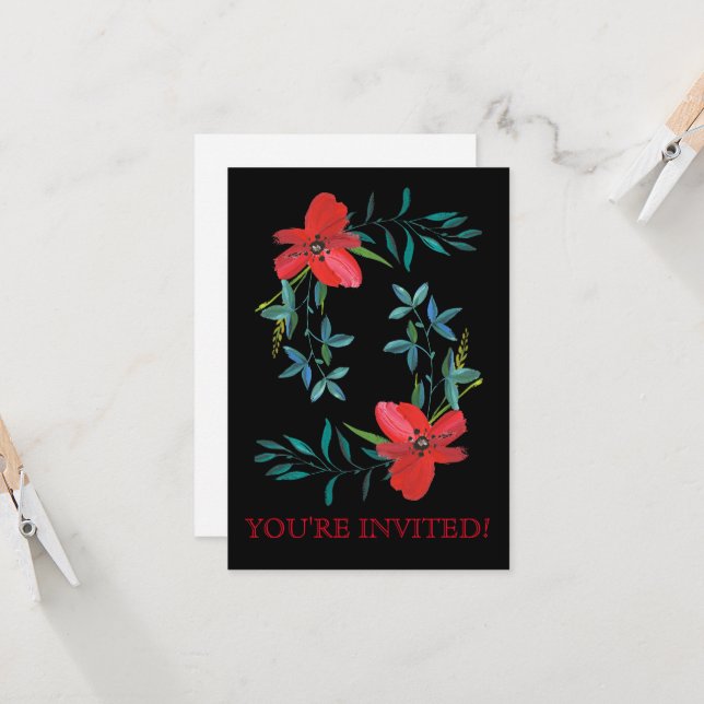 AGREGA TU PROPIO TEXTO invitación floral  (Anverso/Reverso In Situ)