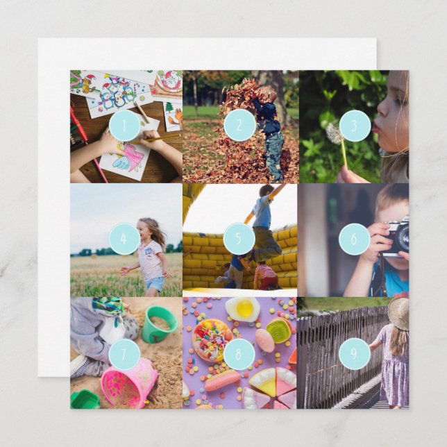 Agrega tus propias 9 Fotos Tarjeta personalizable  (Anverso / Reverso)