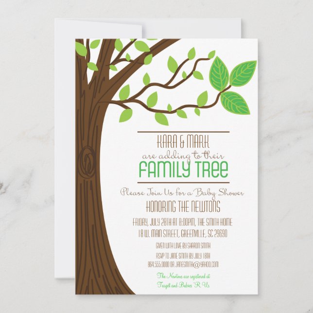 Agregar a la invitación Baby Shower de su árbol de (Anverso)