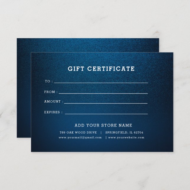 Agregar certificado de regalo comercial editable c (Anverso / Reverso)