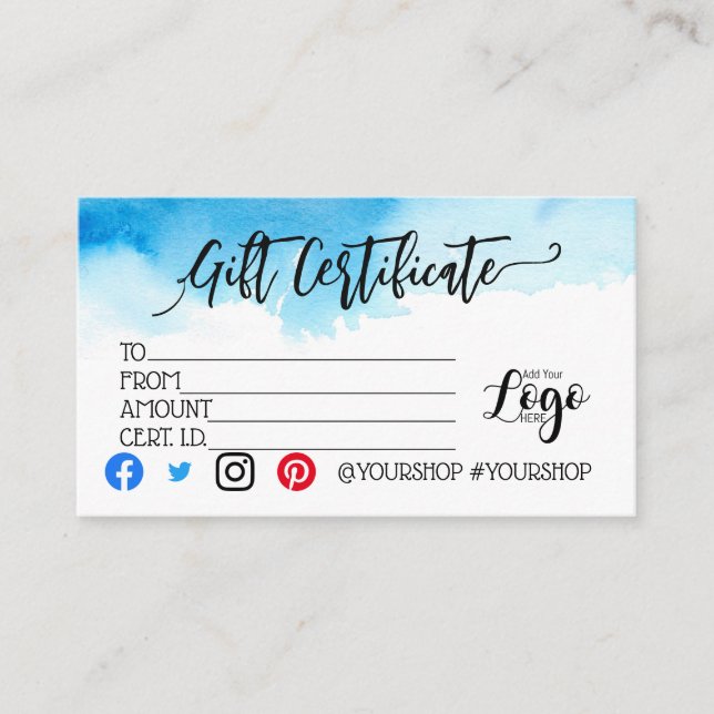 AGREGAR EL marketing de su certificado de regalo d (Anverso)