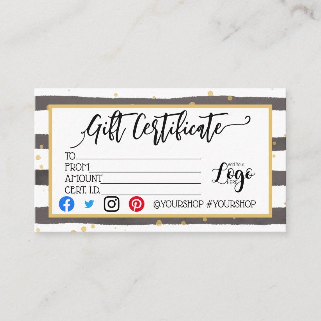 AGREGAR EL marketing de su certificado de regalo d (Anverso)