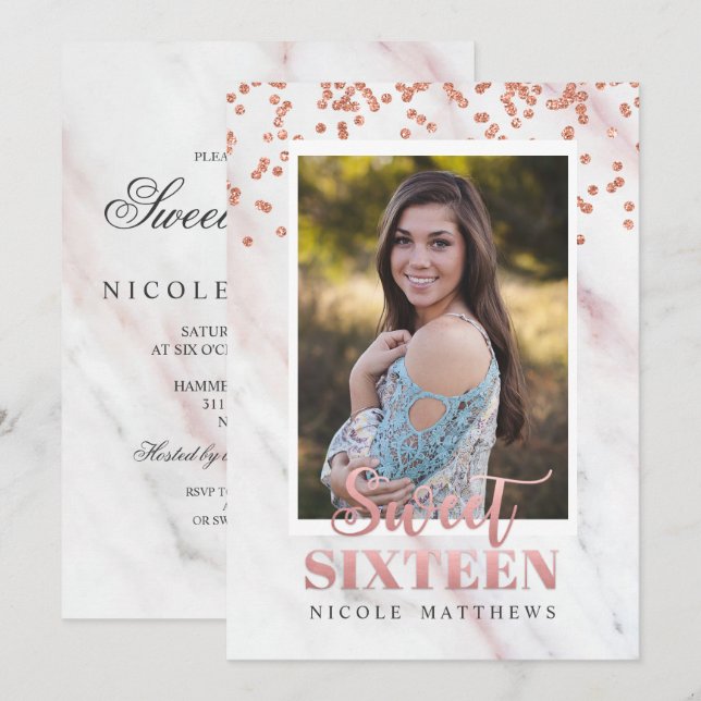 AGREGAR FOTO - Invitación Moderna Sweet 16 (Anverso / Reverso)