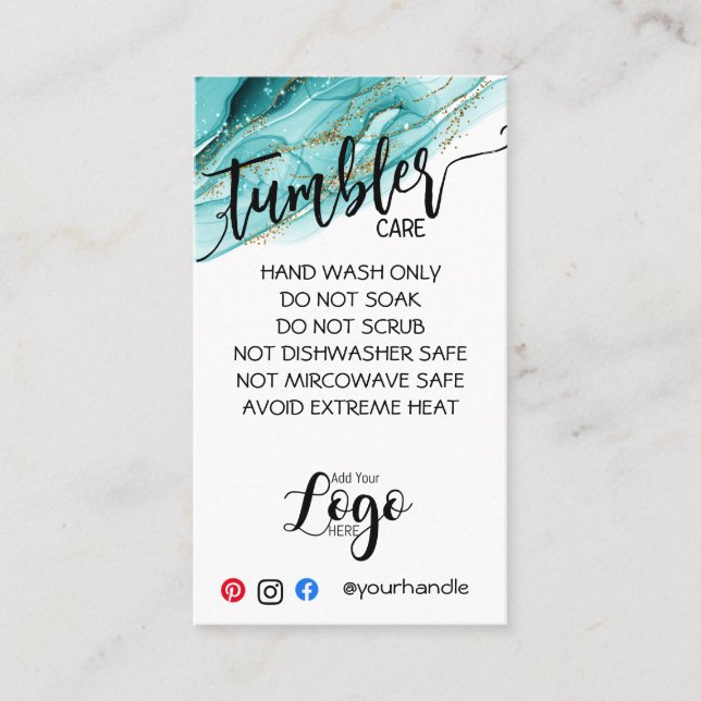 AGREGAR SUS TARJETAS DE CUIDADO DE TUMBLER DE LOGO (Anverso)