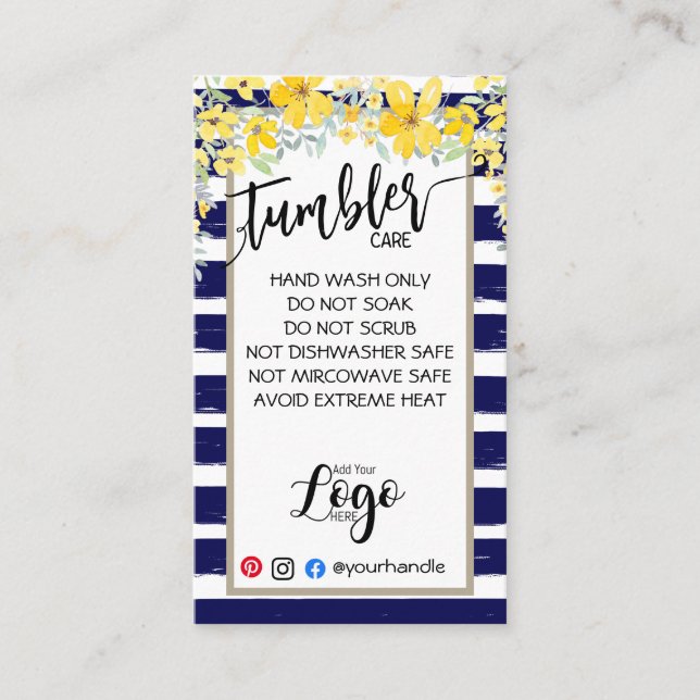 AGREGAR SUS TARJETAS DE CUIDADO DE TUMBLER DE LOGO (Anverso)
