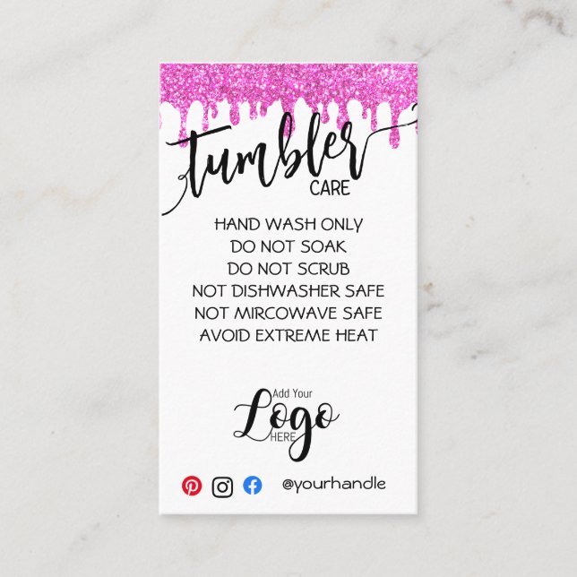 AGREGAR SUS TARJETAS DE CUIDADO DE TUMBLER DE LOGO (Anverso)