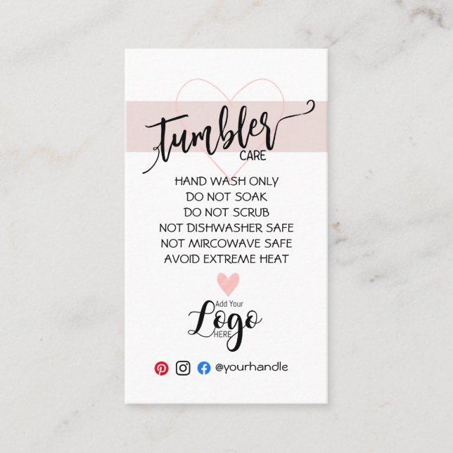 AGREGAR SUS TARJETAS DE CUIDADO DE TUMBLER DE LOGO (Anverso)