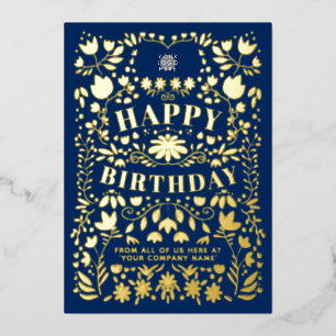 Agregar tarjeta de oro con logotipo de flores folc