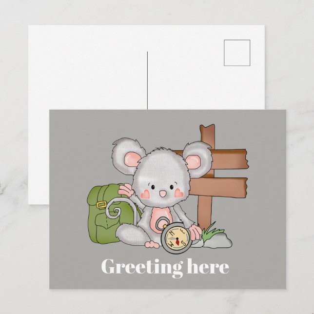Agregar tarjeta postal de saludo de ratón de sende (Anverso / Reverso)