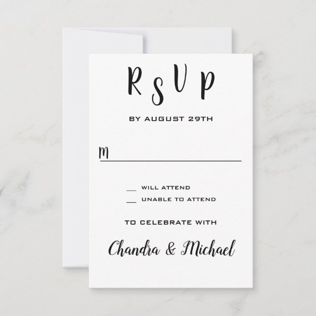 Agregar tarjetas RSVP de respuesta de Boda de nomb (Anverso)