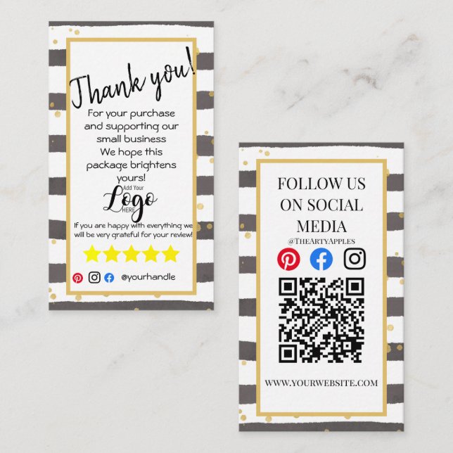 AGREGAR TU LOGO gracias pedir tarjeta de inserción (Anverso / Reverso)