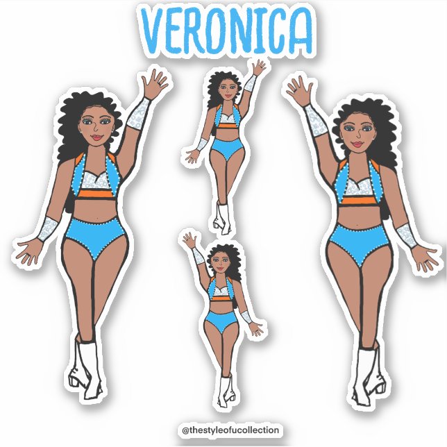 Agregar un nombre Bailarín Pegatinas Azul Claro /  (Anverso)