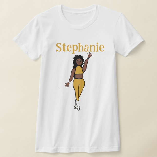 Agregar una camiseta de bailarina amarilla con nom (Distribución)