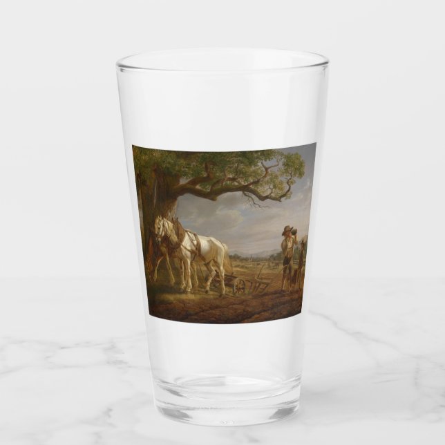 Agricultores descansando en un campo con caballos  (Anverso)