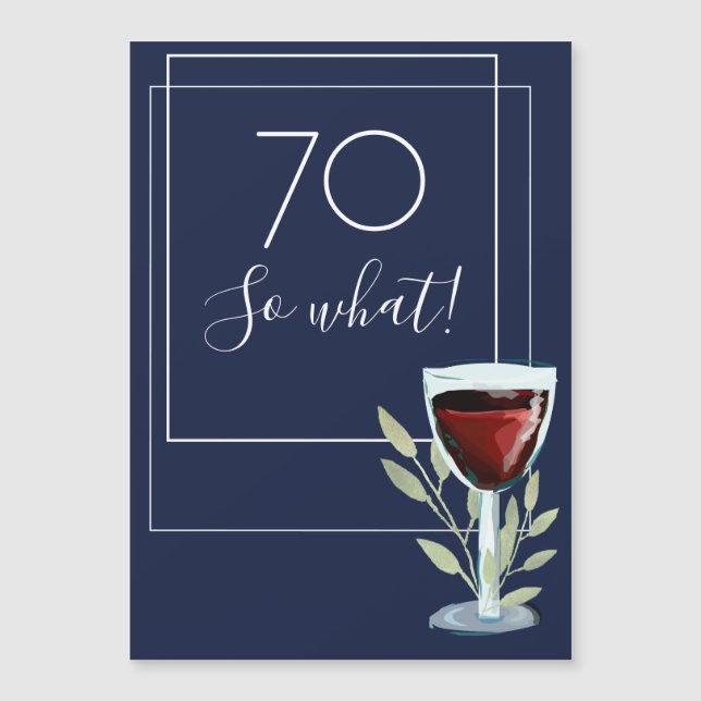 Agua azul marina Vino 70 cumpleaños Magnet (Anverso)