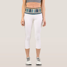 “AGUA BAND/BLANCO” LEGGINGS CAPRI DE CINTURA ALTA