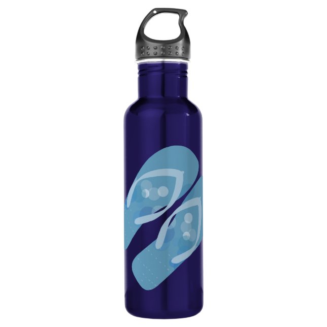 Agua Botella azul de los flips-flopes del tema de la (Anverso)