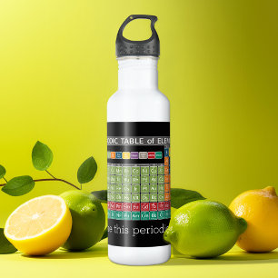 Agua Botella con la tabla periódica de los elementos