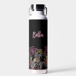 Agua Botella de acero inoxidable personalizada con flor