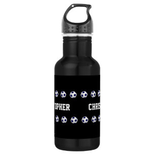 Agua Botella de agua, personalizada, negro del fútbol 