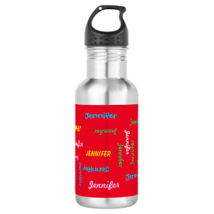Agua Botella de agua, personalizado, repitiendo nombre